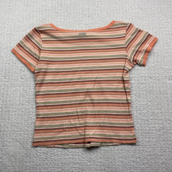 Columbia Retro Striped T-Shirt Women’s Sz M Salmon Pink Boho Outdoor Casual Top - Picture 10 of 14